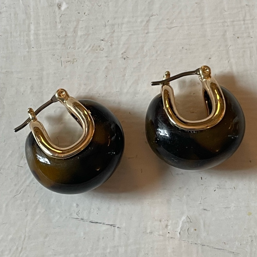 Banana Republic Gold and Brown Tortoise Resin Earrings